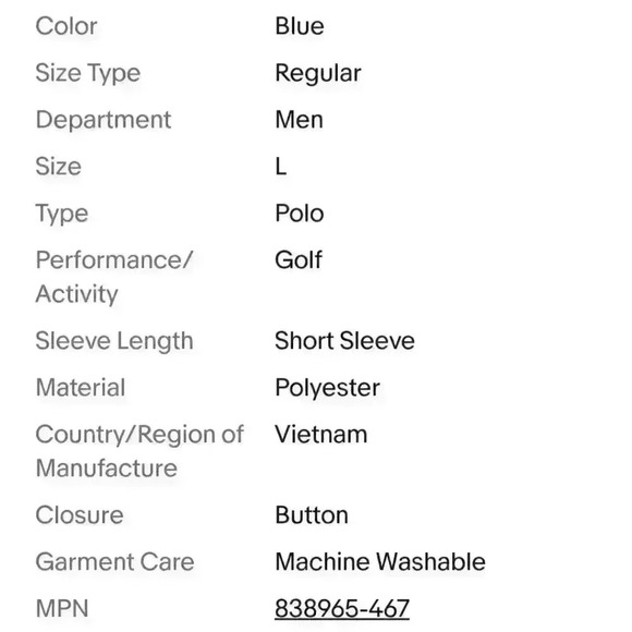 SOLD! Nike Golf Dri-Fit Stay-Cool Short Sleeve Crosshatch Polo Shirt Navy" - Picture 16 of 16